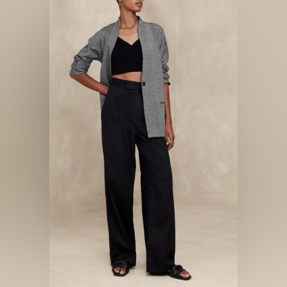 Banana Republic | Black & White Collarless Blazer | Size XL - Picture 4 of 16